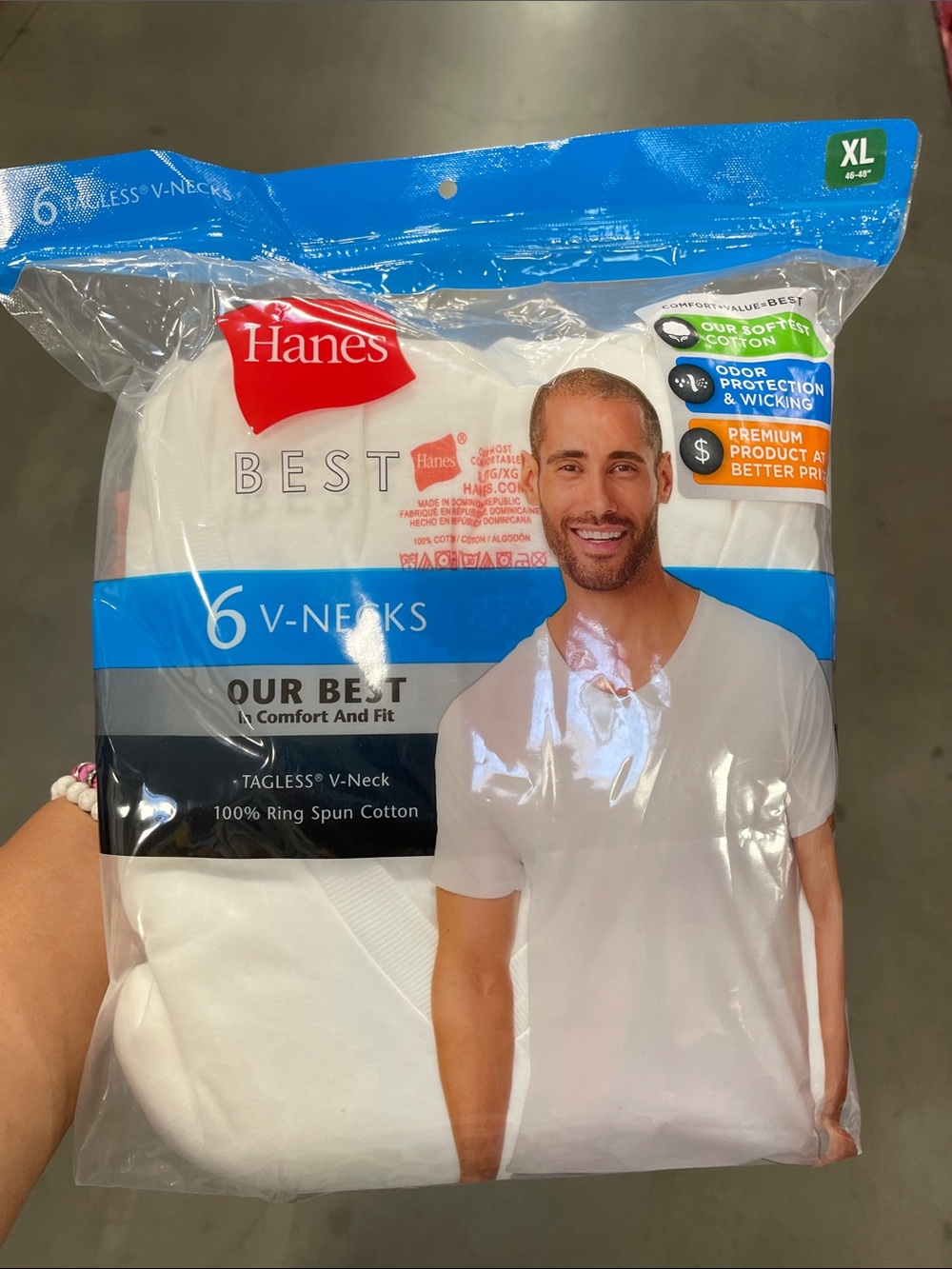 Hanes Men's 6-Pack White V-Neck Undershirts XL